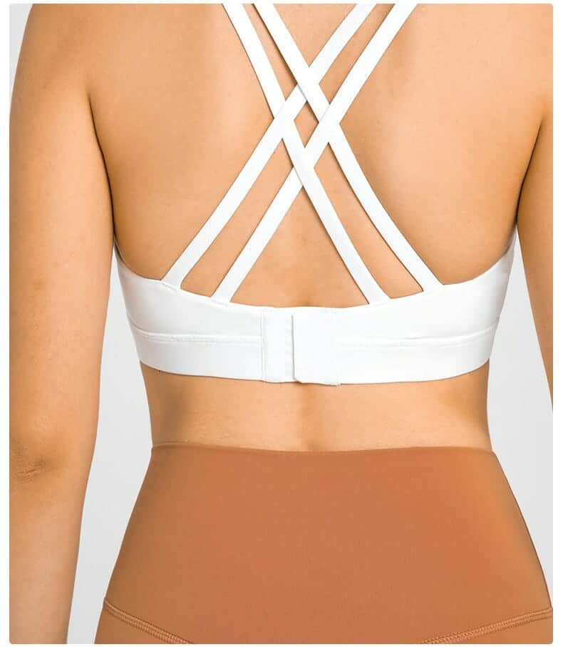 custom criss cross strap sports bra with pad