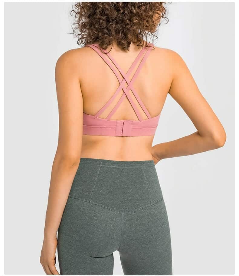 back criss cross strap sports bra