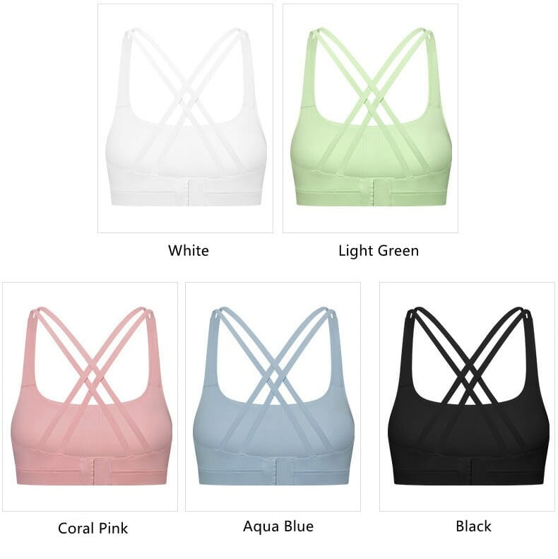 criss cross strap sports bra multi colored