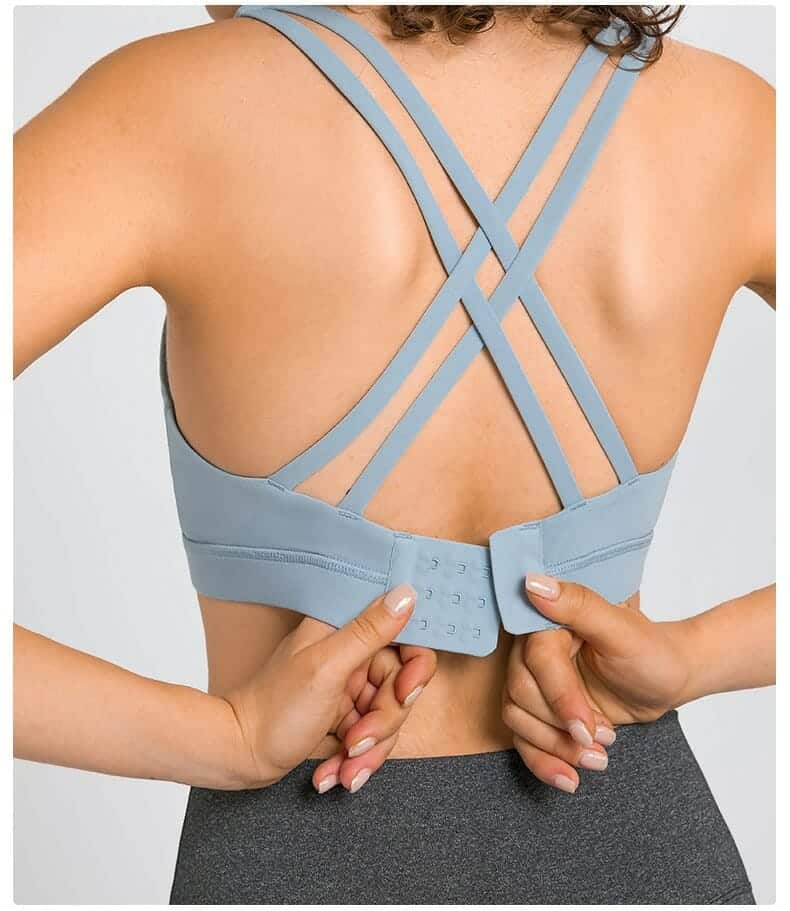 soutien-gorge de sport personnalisé à boucle arrière et bretelles croisées