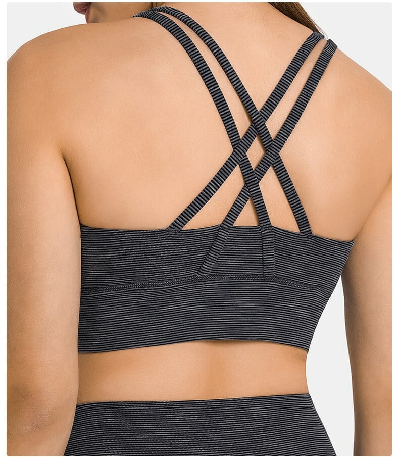 double strap sports bra back cross