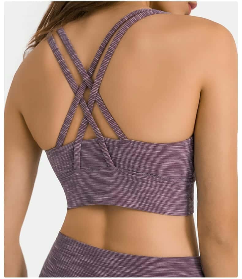 custom double strap sports bra crisscross