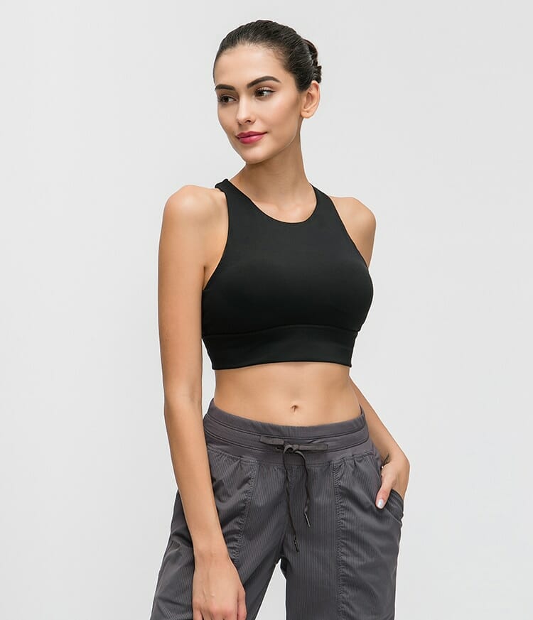 black full coverage high impact sports bra