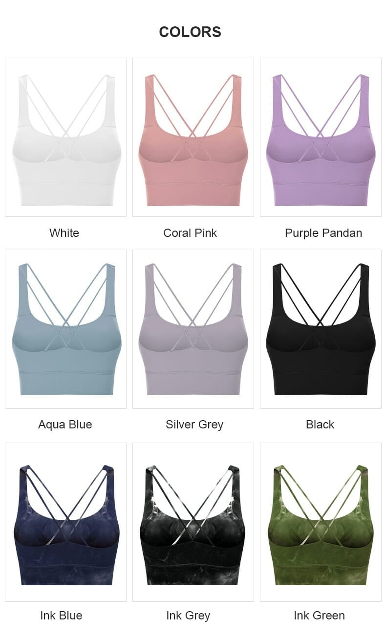 thin strap padded sports bra multi colored