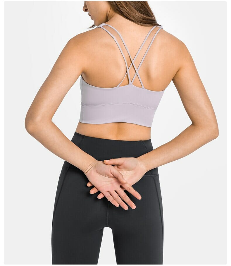 custom double thin strap padded sports bra manufacturer in China