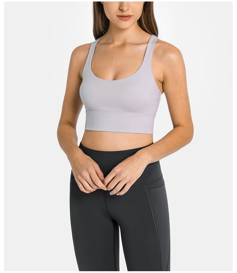 custom double thin strap padded sports bra wholesale