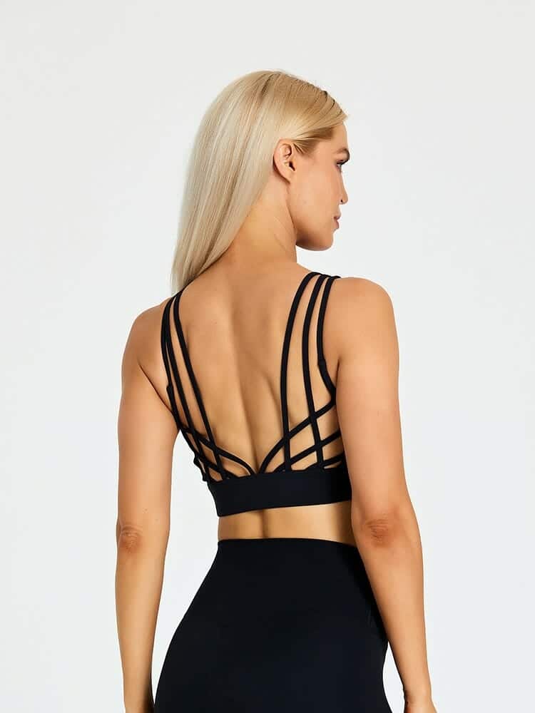 Soutien-gorge de sport rembourré à bretelles spaghetti personnalisé pour le yoga fournisseur