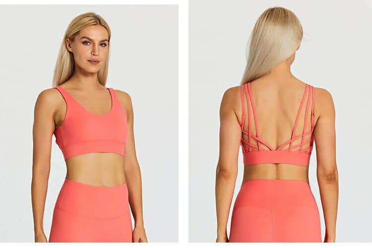 spaghetti strap padded sports bra pink wholesale