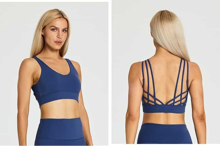 custom spaghetti strap padded sports bra vendor in China