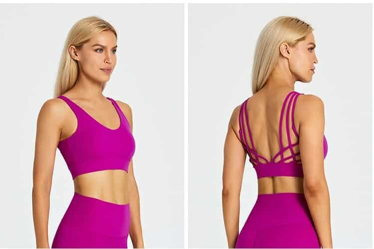 soutien-gorge de sport rembourré à bretelles spaghetti personnalisé pour vendeuse de yoga