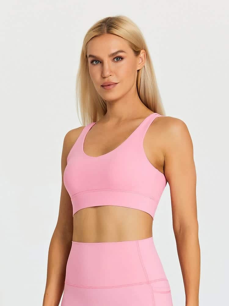 spaghetti strap padded sports bra