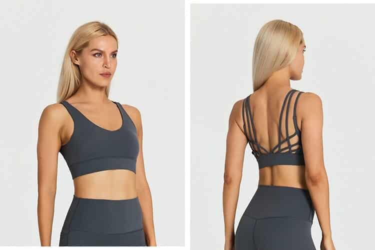 high strength spaghetti strap padded sports bra vendor