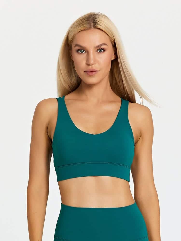 spaghetti strap padded sports bra yoga bra