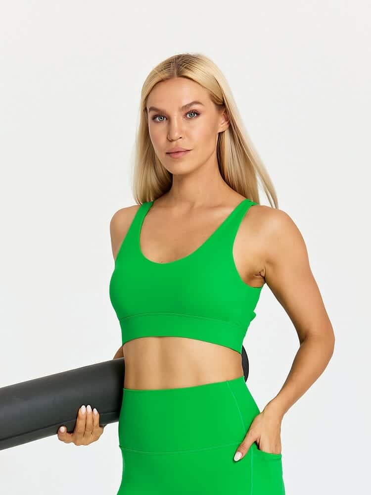 custom spaghetti strap padded sports bra suit for yoga