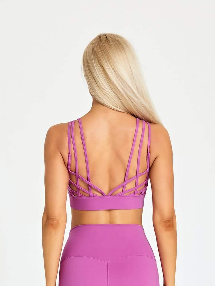 Soutien-gorge de sport rembourré à bretelles spaghetti personnalisé grossiste