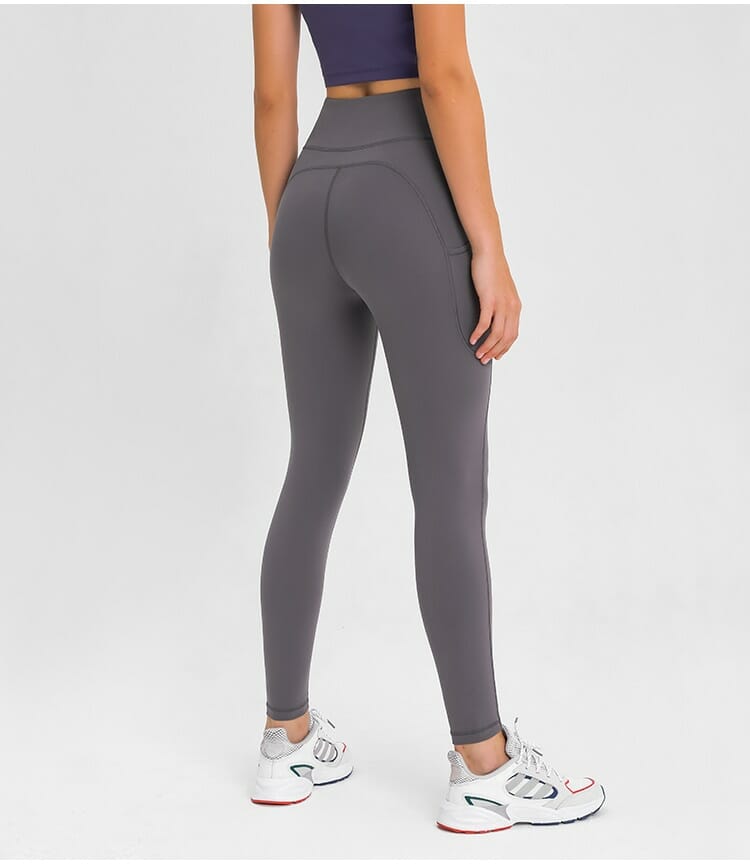 custom grey gym leggings with phone pocket wholesale