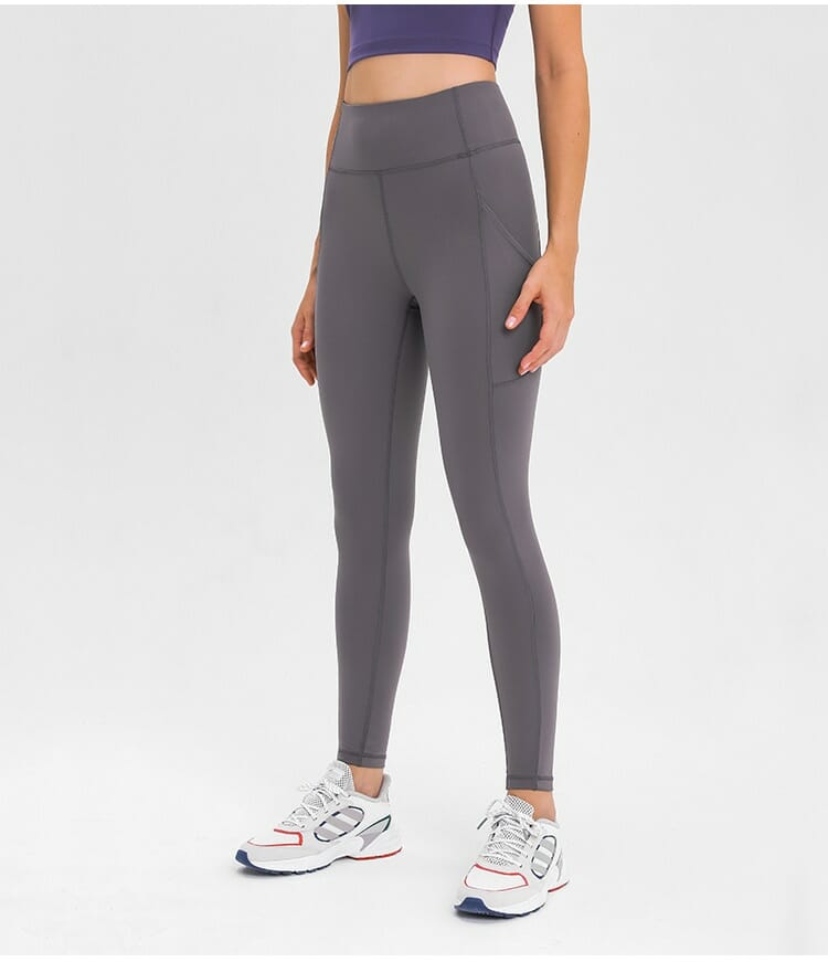 grey gym leggings with phone pocket