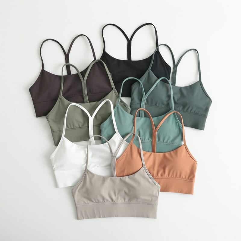 thin strap racerback sports bra with pad