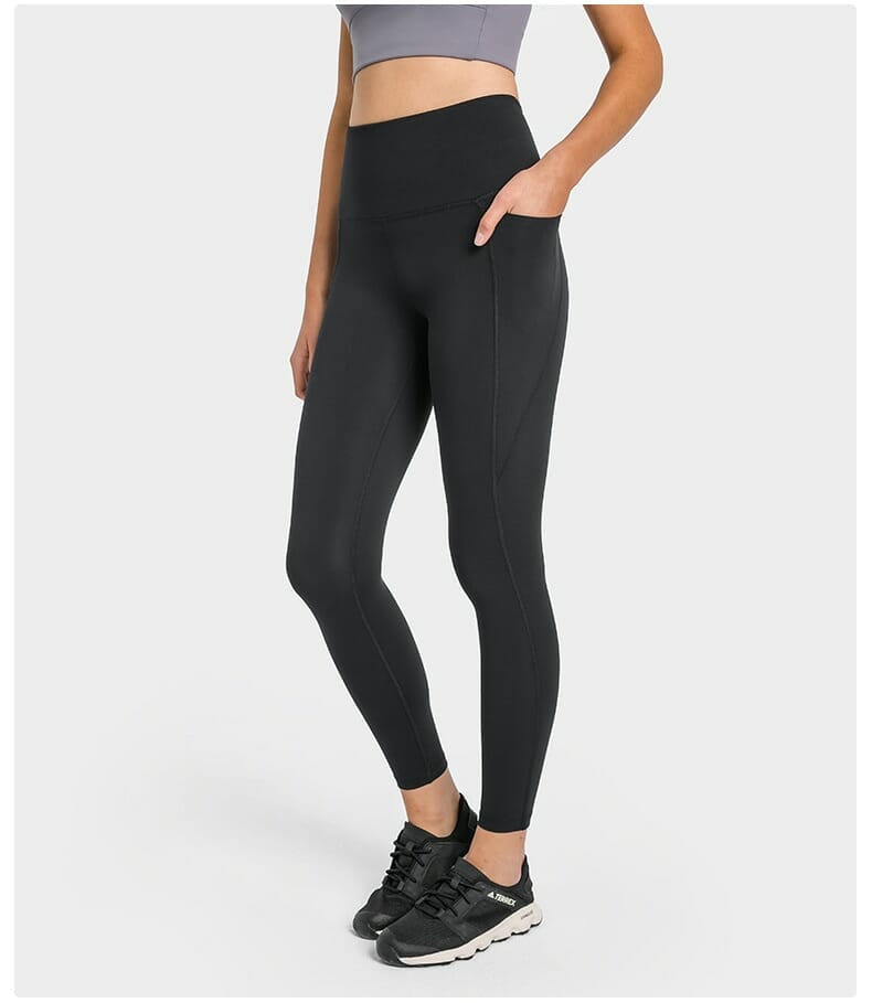 custom black soft yoga pants with pockets supplier