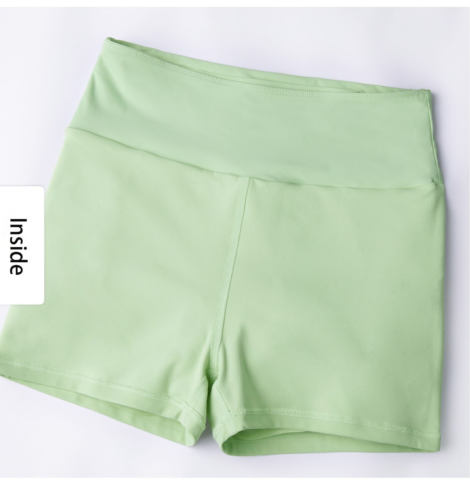 green women's double layer sports shorts