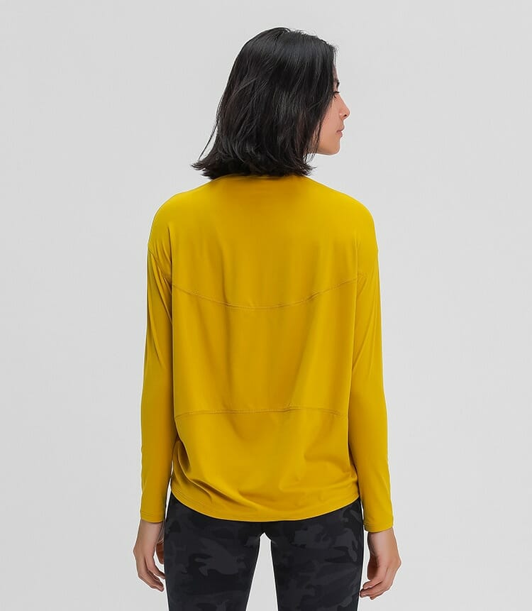 yellow women's long sleeve oversized tops