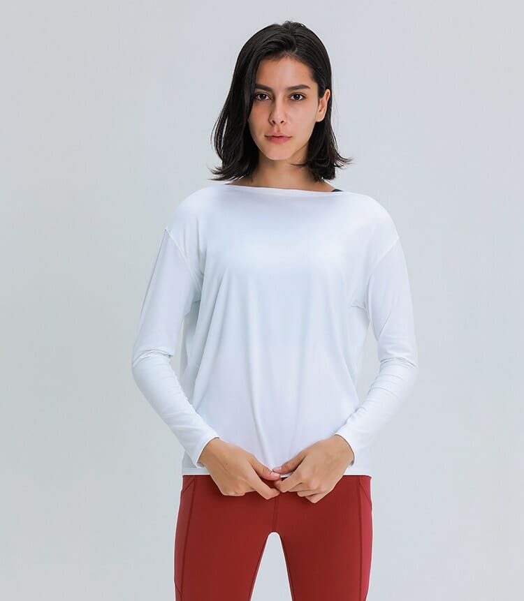 white round neck loose women's long sleeve oversized tops