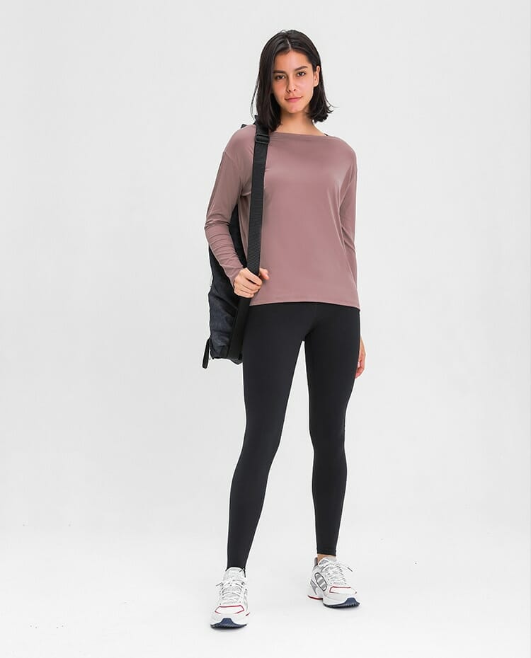 round neck loose women's long sleeve oversized tops supplier