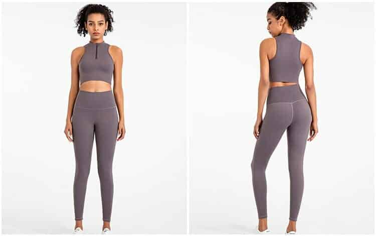 Hi Cloud Matte Soft 2 Piece Yoga Set Women Gym Clothing Half Zipper Bra Brushed Leggings Workout Clothes Sportswear