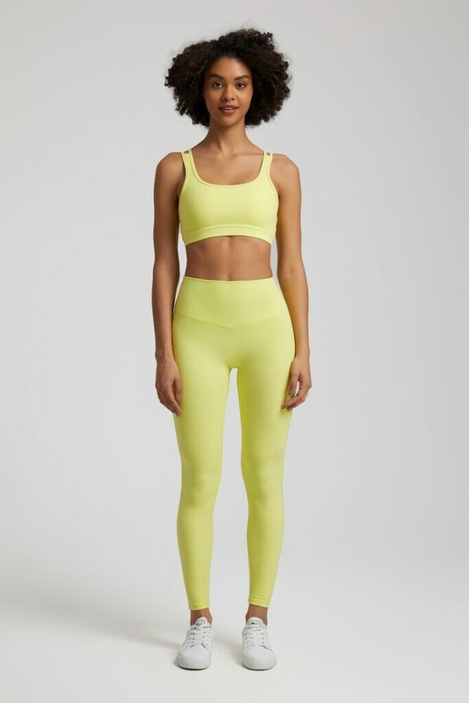 Yellow colored two pcs yoga sets