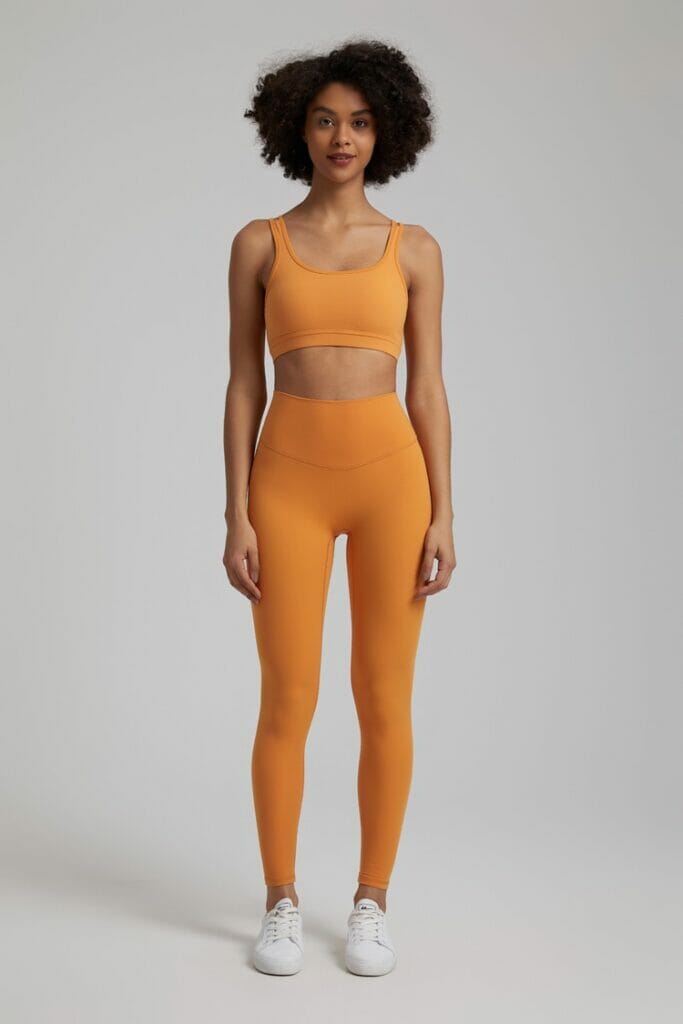 Custom orange 2 piece yoga set manufacturers