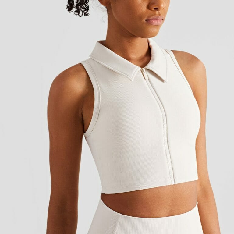 zip up crop top with collar manufacturer