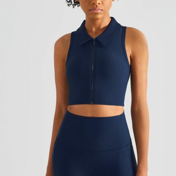 zip up crop top with collar factory