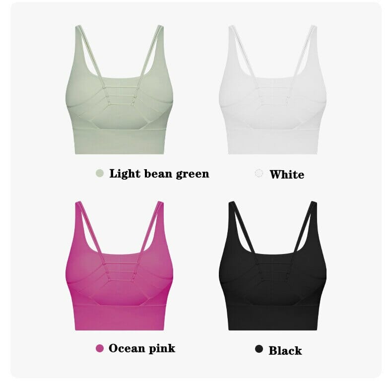 custom multi colored strappy cross back sports bra