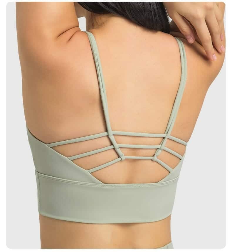 custom strappy cross back sports bra supplier