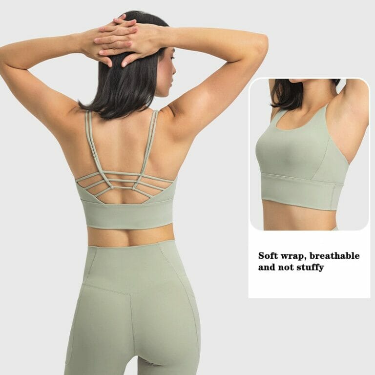 strappy cross back sports bra