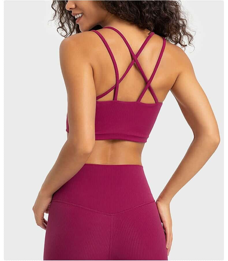 custom back cross Strappy high impact sports bra