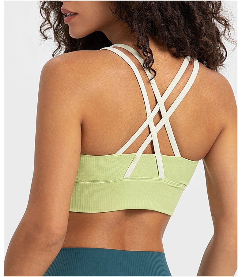 ribbed long line sports bra with pad