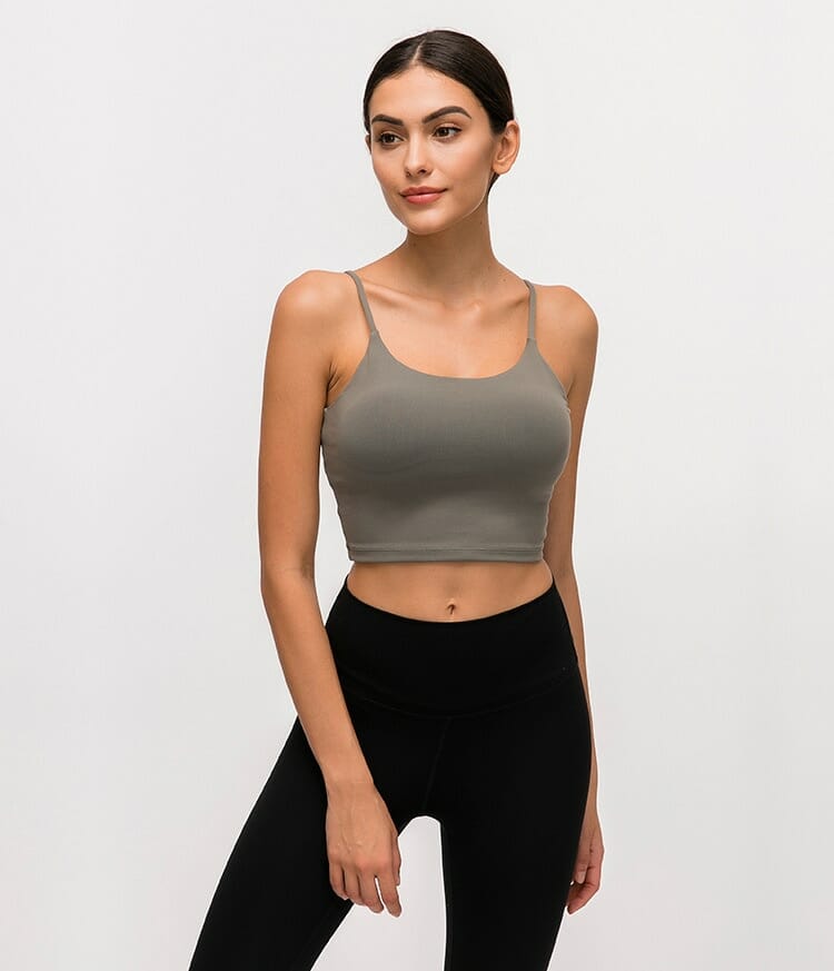 soft strappy back light impact sports bra