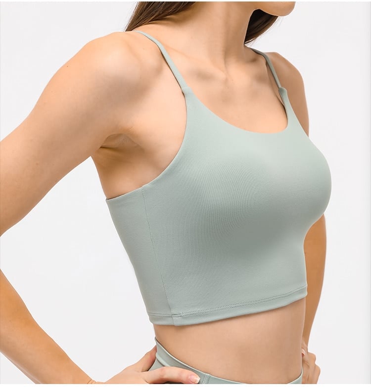 Strappy back light impact sports bra with pad