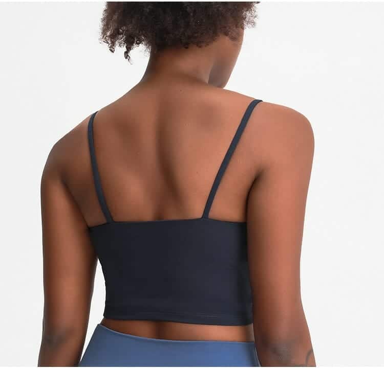 soft strappy back light impact sports bra thin strap