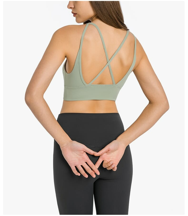 custom thin strappy back sports bra with pad wholesale