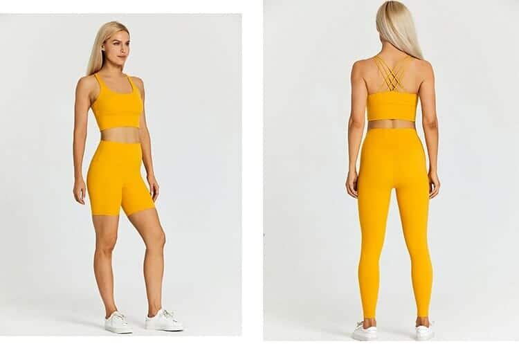 yellow medium support sports bra for running
