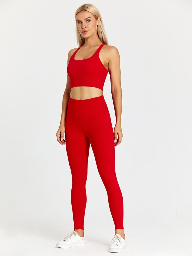 red medium support sports bra for running