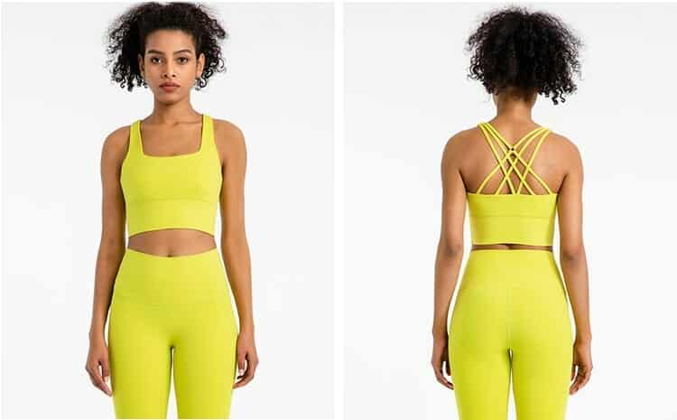 yellow criss cross back bra wireless