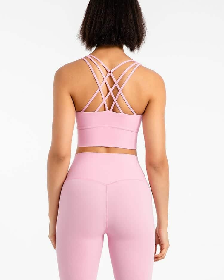 pink criss cross back bra wireless