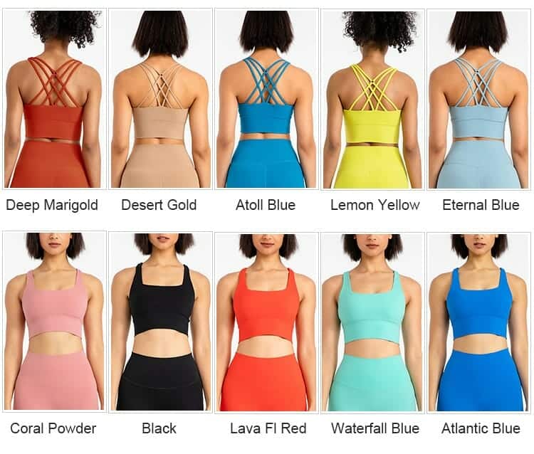 multi colored criss cross back bra wireless