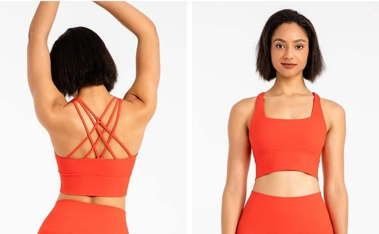 custom wide strap criss cross back bra wireless