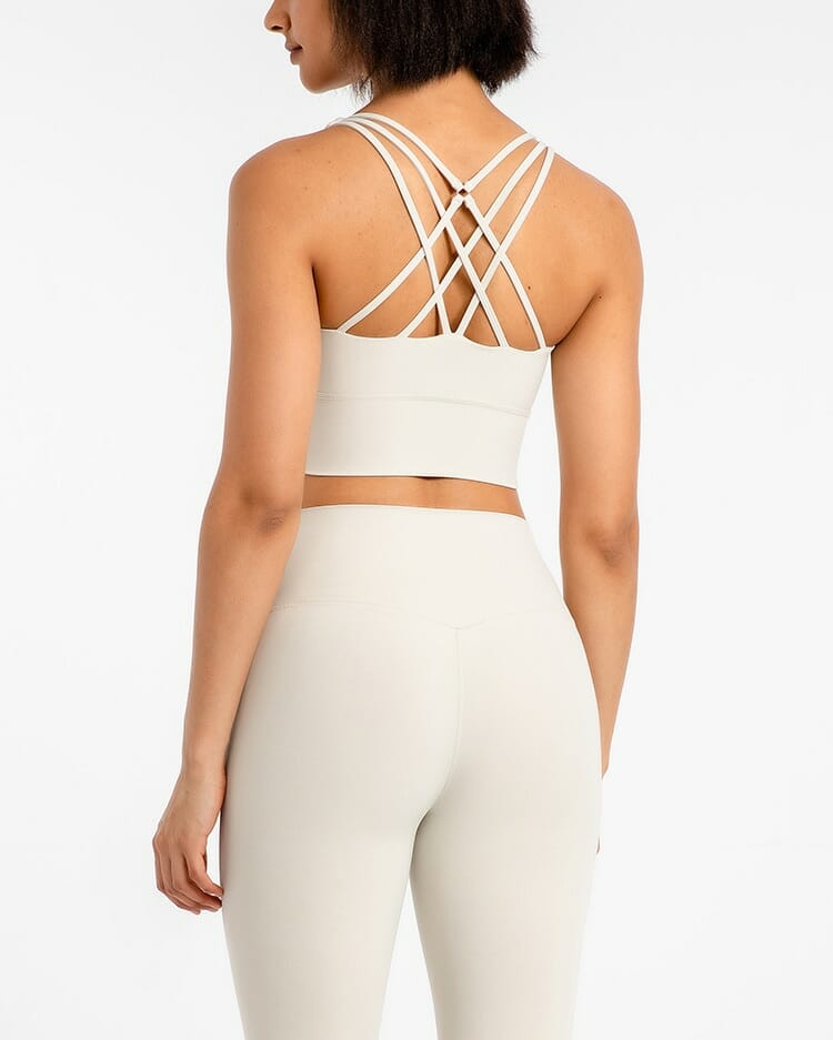 custom white criss cross back bra wireless