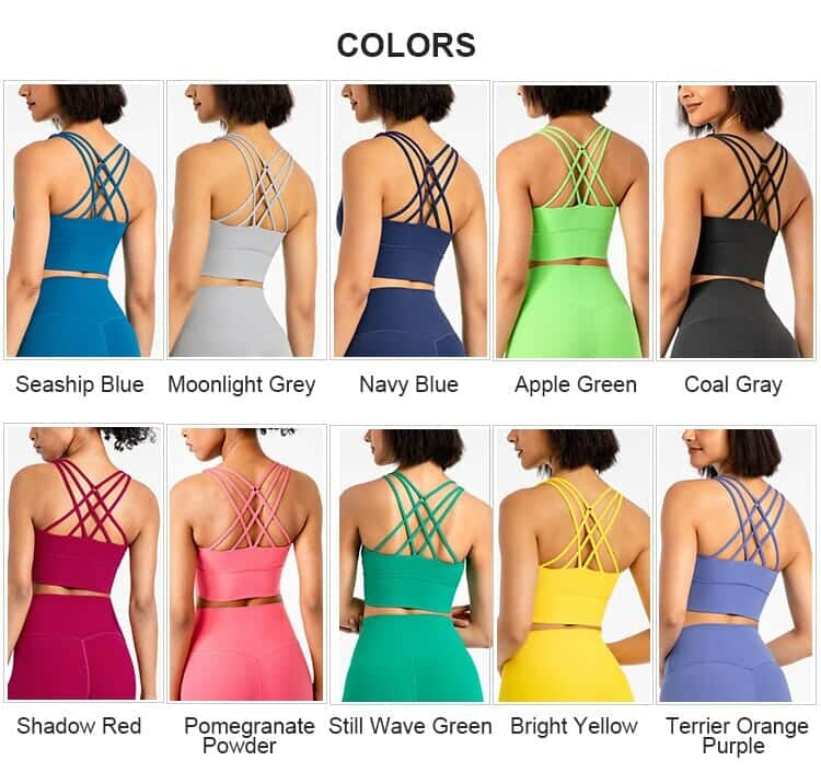 custom multi colored criss cross back bra wireless