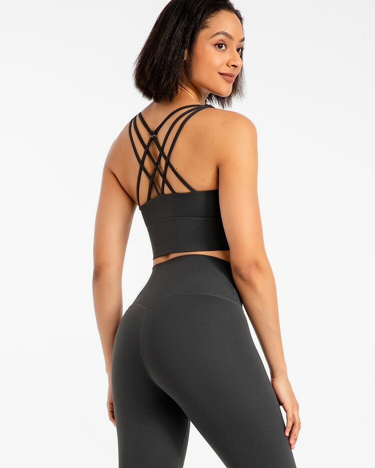 black criss cross back bra wireless yoga bra